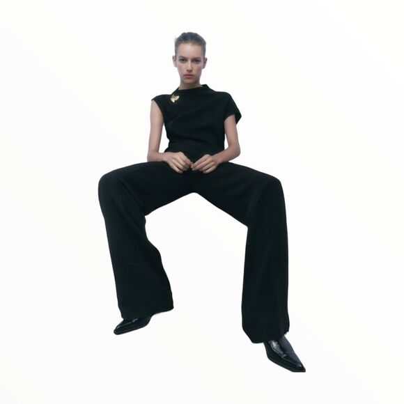 ZARA | Black | PANTS WITH TOPSTITCHING - Picture 5 of 11